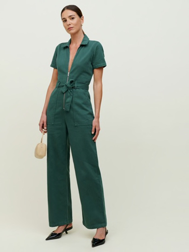 The Cassidy Denim Jumpsuit in Jade